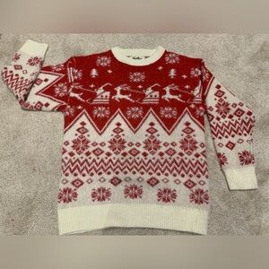 Women’s Small Winter Xmas Sweater, NWOT by Haptics. Beige and red colors.